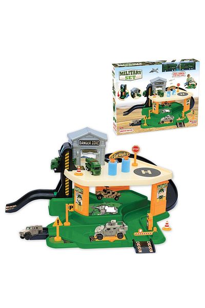 Doğan Oyuncak Dünyası مجموعة جراج عسكرية - مجموعة موقف سيارات - مجموعة سيارات - مجموعة Hotwheels - محطة