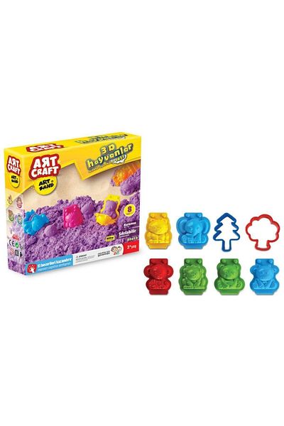 Doğan Oyuncak Dünyası Artsand 3d Animals Sand Set (500 Gr.) - Art Craft Kinetic Sand Set - Play Sand - Art Sand Sand