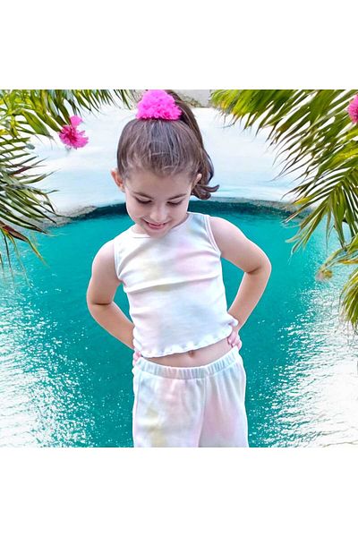 BEBEĞİME ÇORAP Fată - Lycra Crew Neck Crop Tank Top