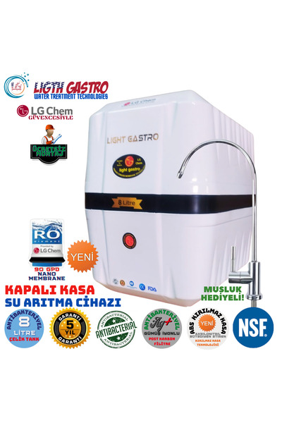 light gastro LG Chem PREMIUM BEYAZ SİYAH 8 LİTRE ÜCRETSİZ MONTAJLI GÜMÜŞ İYON...