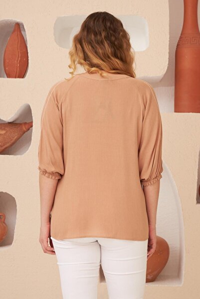 RMG Embroidery Patterned Plus Size Blouse