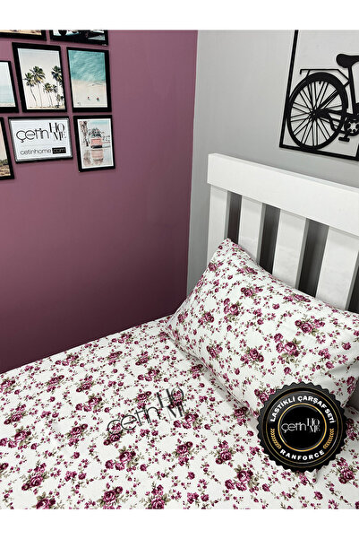 Çetinhome Fabric Fitted Sheet Set 3 Different Sizes Fuchsia Single