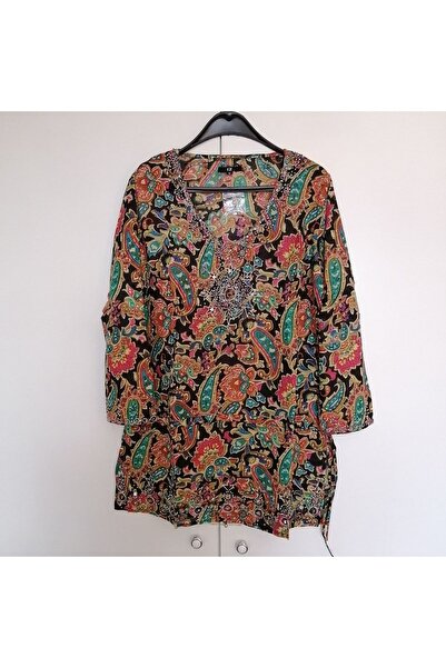 Butik Tülin Otantik tülbent çok renkli desenli yoğun pul boncuk el işleme nak...