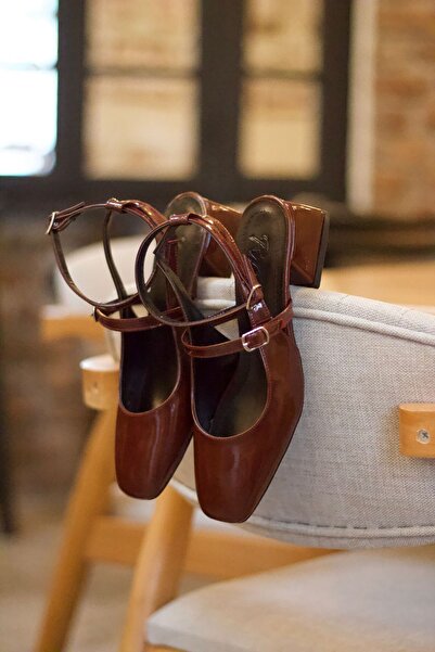 Minaj Store Mary Jane Claret Red Patent Leather High Heeled Women's Heeled Shoes