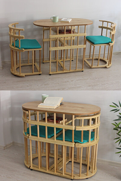 Eymense Latte Bahçe Balkon Mutfak Bohem Huş Masa Sandalye Takımı