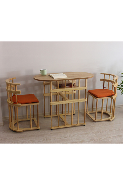 Eymense Latte Bahçe Balkon Mutfak Bohem Huş Masa Sandalye Takımı