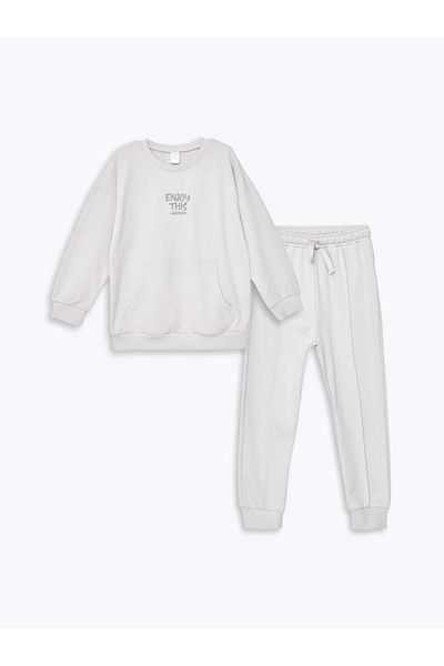 LC Waikiki Hanorac și pantaloni de trening LCW pentru bebeluși - Decolteu, mânecă lungă, set de 2