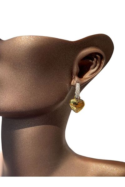 Aksesuar GoLd-siLver Curved Heart Patterned Women's SteeL Earrings - StainLess and Non-tarnish (316L)