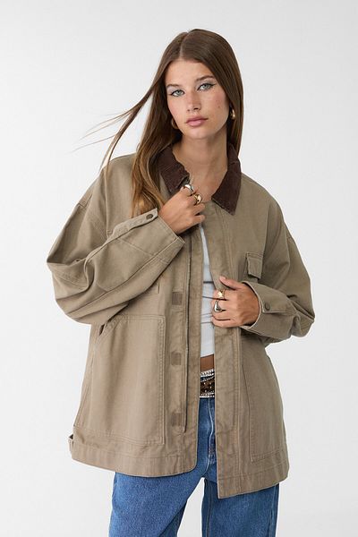 Stradivarius Contrast Detail and Multi-Pocket Jacket