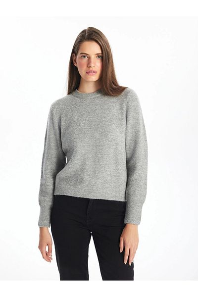 LC Waikiki Crew Neck Solid Long Sleeve Women's Knitwear Sweater - W49706Z8