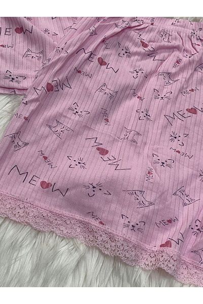 şıklık durağı 3-Piece Summer Cotton Combed Shorts and Dressing Gown Set