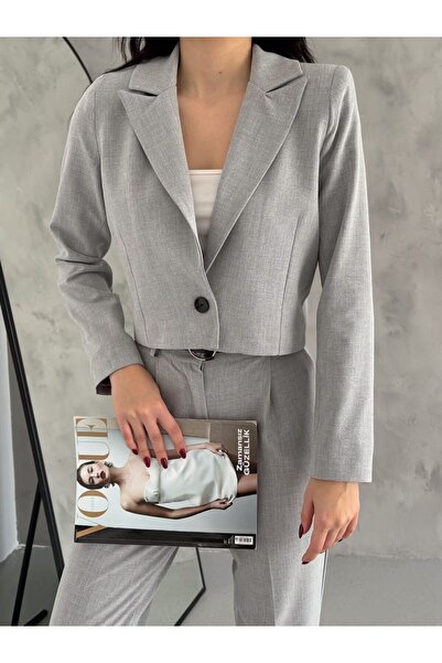 Genel Markalar Düğmeli crop ceket