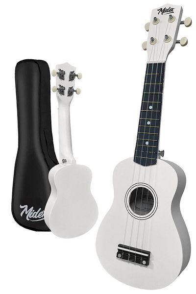 Midex White Soprano Ukx-901wh Ukulele - Hanger Bag and Method Plectrums
