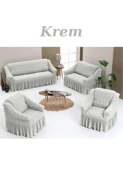 kanway Jakarlı 3+2+1+1 koltuk takımı örtüsü. lastikli, esnek, yıkanabilir kol...