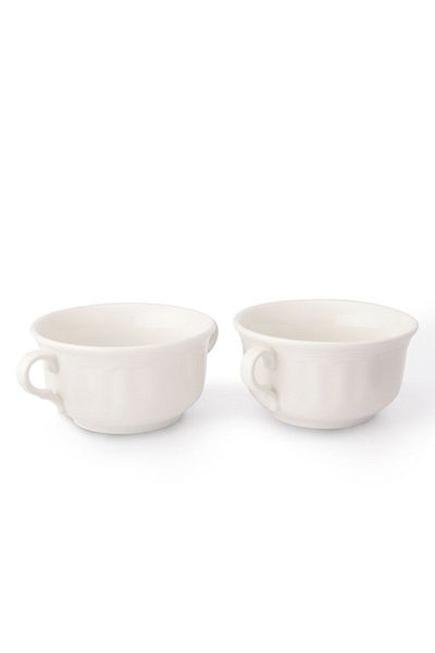 Güral Porselen Soup Bowl Double Handle Soup Porcelain Soup Container 15 Cm 2 Pieces