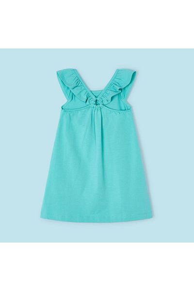 MAYORAL Girl's Colorful Cotton Beach Combed Cotton Dress Turquoise L24Y3944