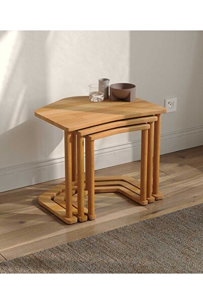 woodizy Doğal Masif Ahşap Firuze Zigon Sehpa