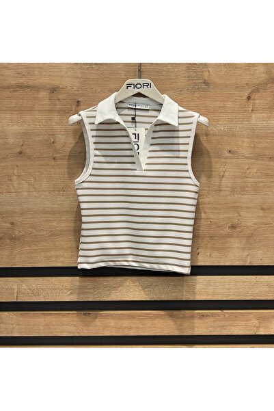 Fiori Striped Polo Neck Blouse