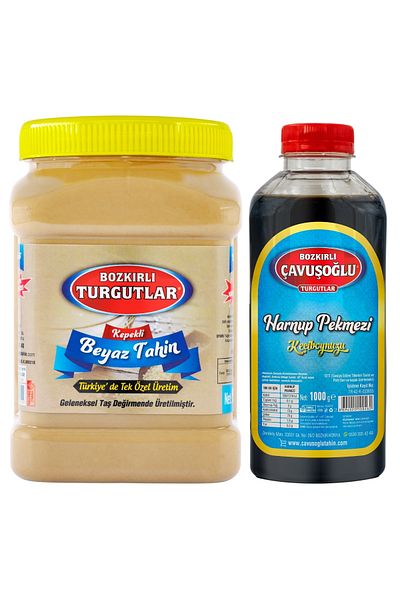 Bozkırlı Çavuşoğlu Turgutlar White Tahini with Bran 930g Harnup Carob Molasses 930g