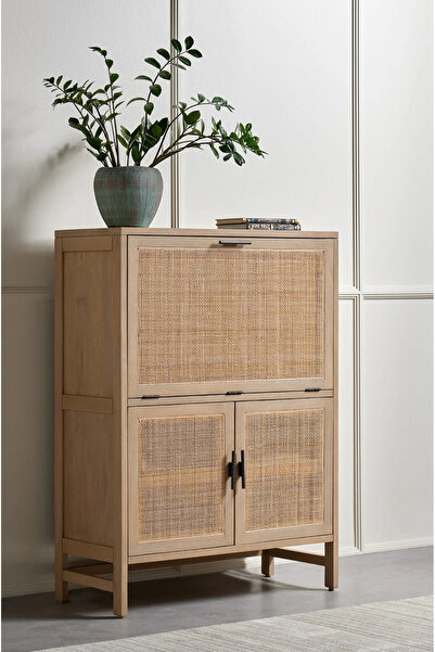 mywoodteks Rattan Detaylı Hazeranlı  Dolap