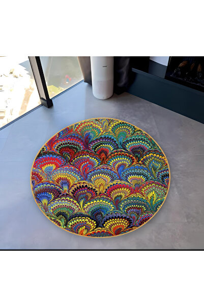 Rugs Modern Halı سجادة ميرا مستديرة متعددة الألوان بأنماط تجريدية ومفصلة وقاع...