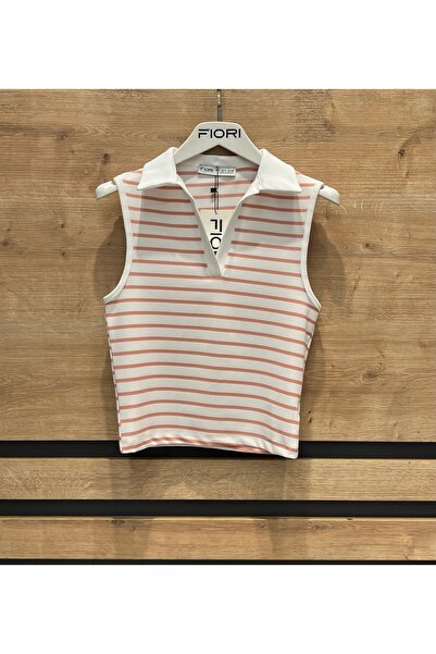 Fiori Striped Polo Neck Blouse