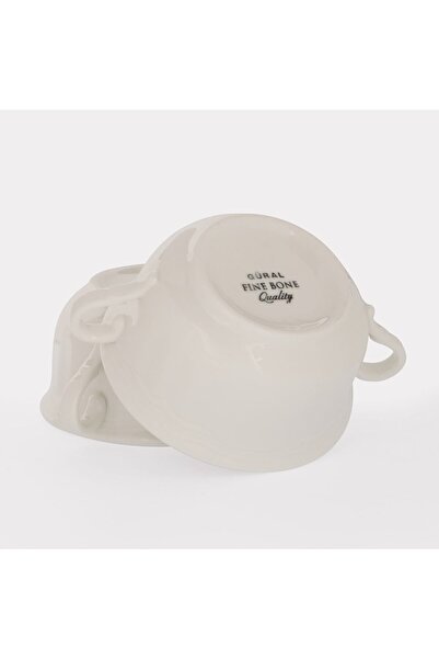 Güral Porselen Soup Bowl Double Handle Soup Porcelain Soup Container 15 Cm 2 Pieces