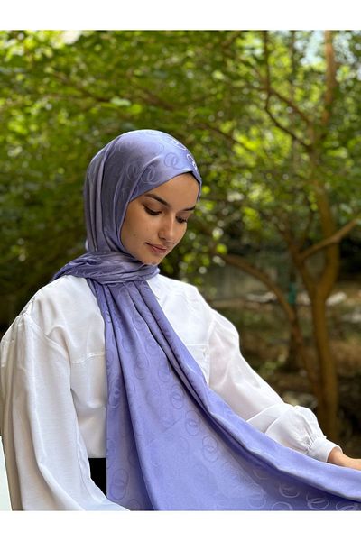 shalby Hijab Silky Cotton Jacquard Rings Pattern Shawl Lilac