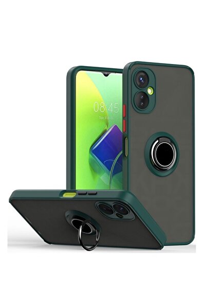 Gpack Tecno Spark 9 Pro Kılıf Montreal Yüzüklü Mıknatıslı Kamera Korumalı Silikon Koyu Yeşil