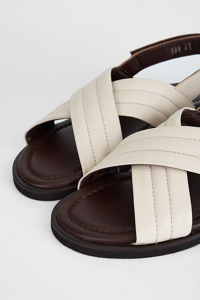 Valmenti Sandals Factory Zeno Men's Off-White Genuine Leather Sandals