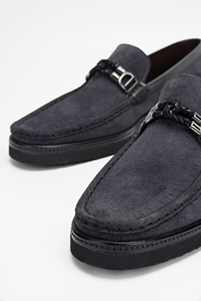 Valmenti Ανδρικά Loafers από γκρι σουέντ από γνήσιο δέρμα