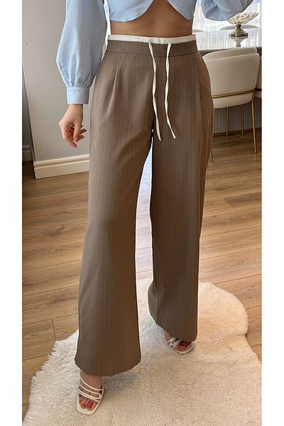 Narferita Hector Striped Fabric - Waist Detailed Trousers