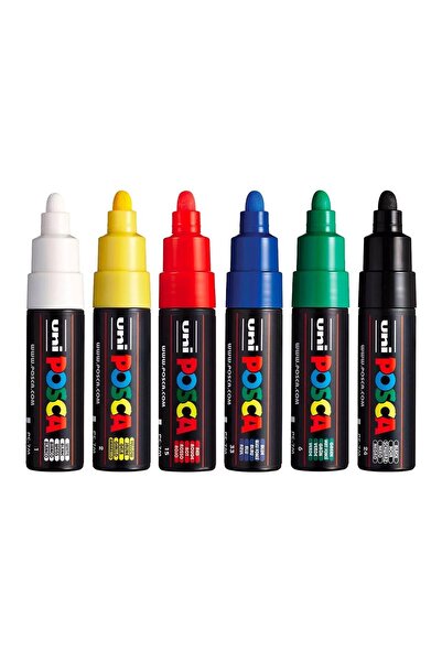 Uni مجموعة Posca 4.5-5.5mm مكونة من 6 ألوان أساسية - قلم PC-7M
