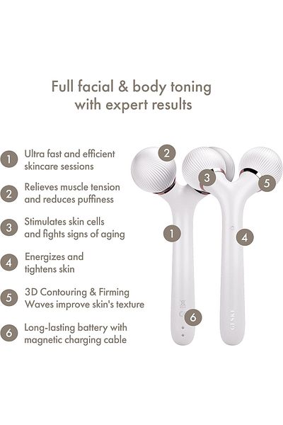 Geske Sonic Facial & Body Roller | 4 in 1 | Facial & Body dermaroller| Derma stimulator l Starlight