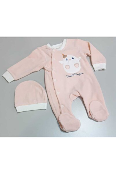 Sönmez Baby PENGUİN KADİFE TULUM VE ŞAPKASI İKİLİ BEBE TAKIMI