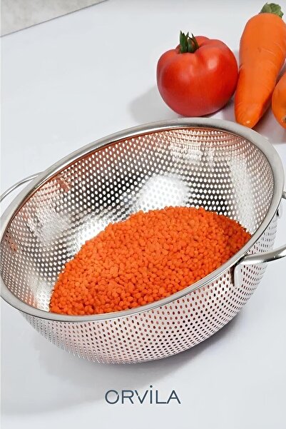 Orvila مصفاة ستانلس ستيل بيد معدنية 26 سم | مكرونة - أرز - برغل