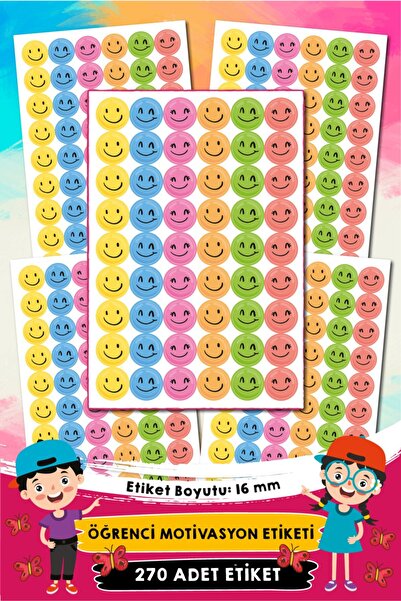 Etkinlikdenizi Renkli Gülen Yüzler Etiketi 5x (54 ADET)