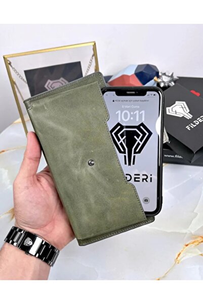 Fil Deri Wallet with Large Compartment and Phone Compartment and Handle