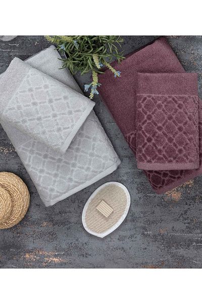 Lorateks Essos 6 Piece Velvet Σετ Πετσέτες Μπάνιου - Λίστα Προίκας, Πετσέτες Χεριών Προσώπου