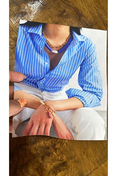 Gönülden Tasarım MAVİ GÖMLEKLİ KIZ ARMA DİKİŞ APLİKE 23X19 CM