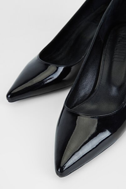 Valmenti Kadın Siyah Rugan Vegan Topuklu Ayakkabı