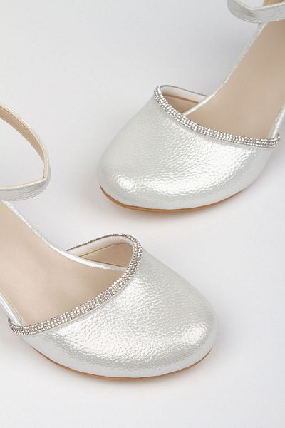 Sare Çocuk Giyim Orthopedic Girl's Heeled Princess - Silver Pearlescent Closed Shoes