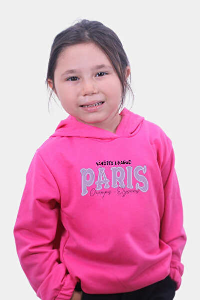 panios kids سويت شيرت بناتي مطبوع بغطاء للرأس - PANİOS KIDS