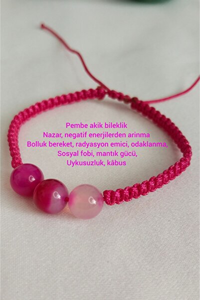kuartz Genuine Stone Inside Pink Agate Macrame Bracelet