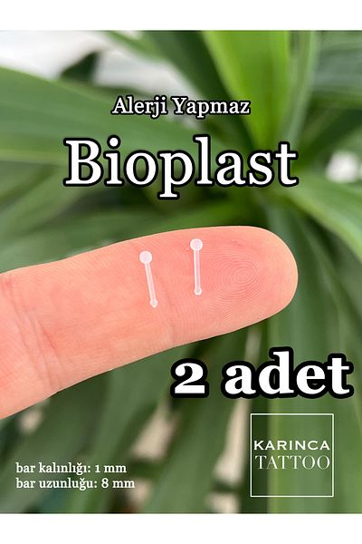 Karınca Piercing 2 Pieces Bioplast Piercing - Allergy-Free Transparent Earrings (Ant Tattoo)