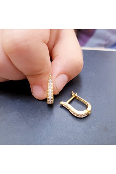 MAGRİB 925 ayar gümüş sıralı beyaz taşlı çocuk küpesi