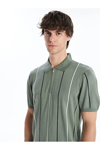 LC Waikiki LCW Vision Men's Striped Knitwear Sweater - Polo Collar, Short Sleeve