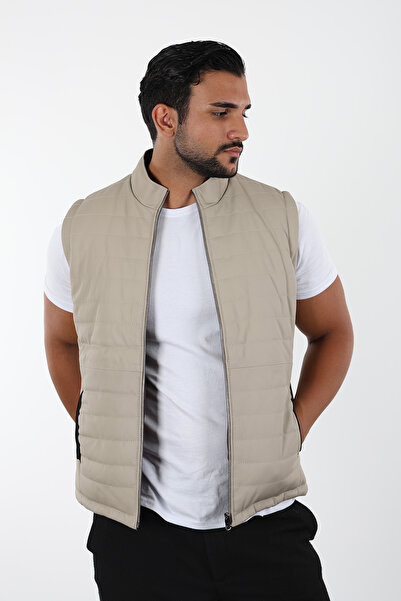 Derihouse DERİHOUSE HAKİKİ DERİ 3506 BEJ ERKEK DERİ YELEK