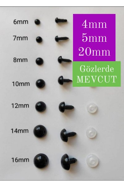 İthal 40 adet amigurumi vidalı göz 20mm ( 20 mm Güvenli Göz)