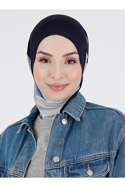 Ecardin حجاب رياضي ملون ممتاز - حجاب جاهز، رياضي مريح، أزرق داكن، رمادي، أزرق